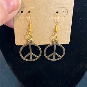 Gold Peace Sign Earrings